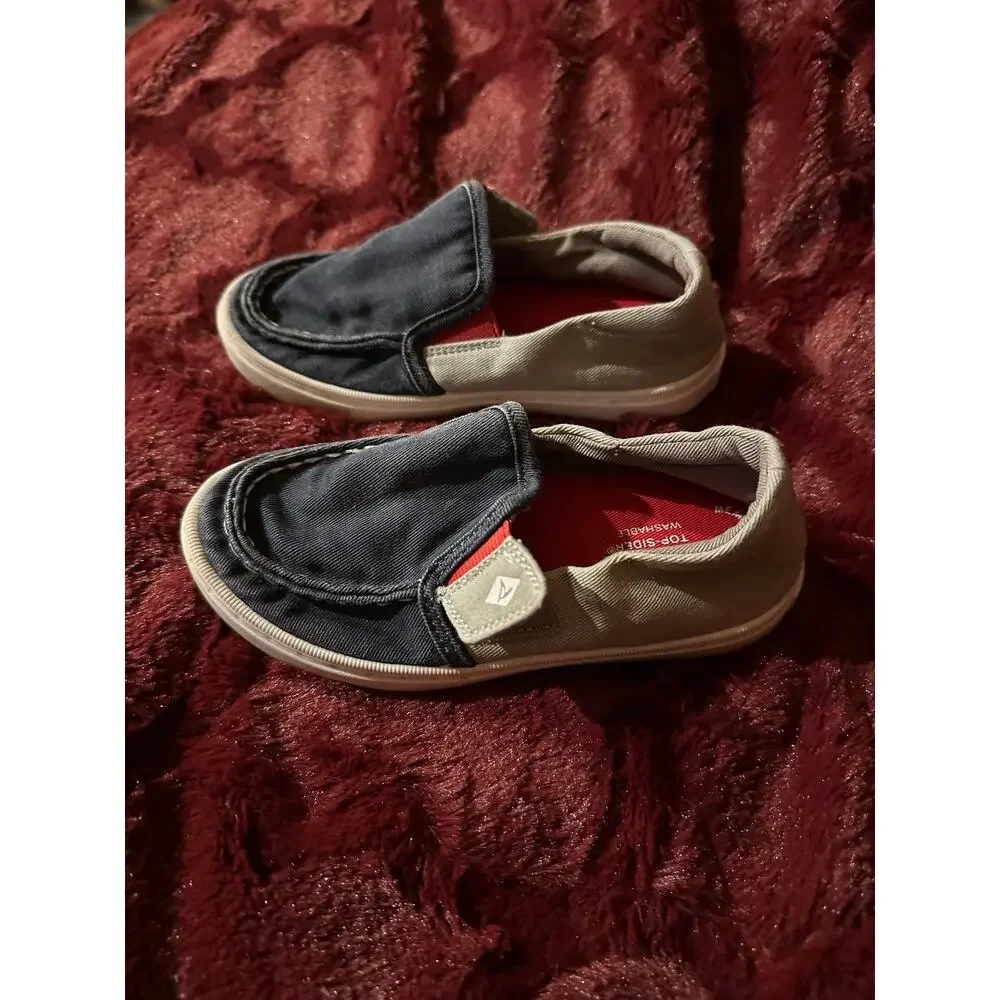 Sperry Top-Sider Boys Salty Washable Navy/Grey Sneaker Slip on Size 9M toddler